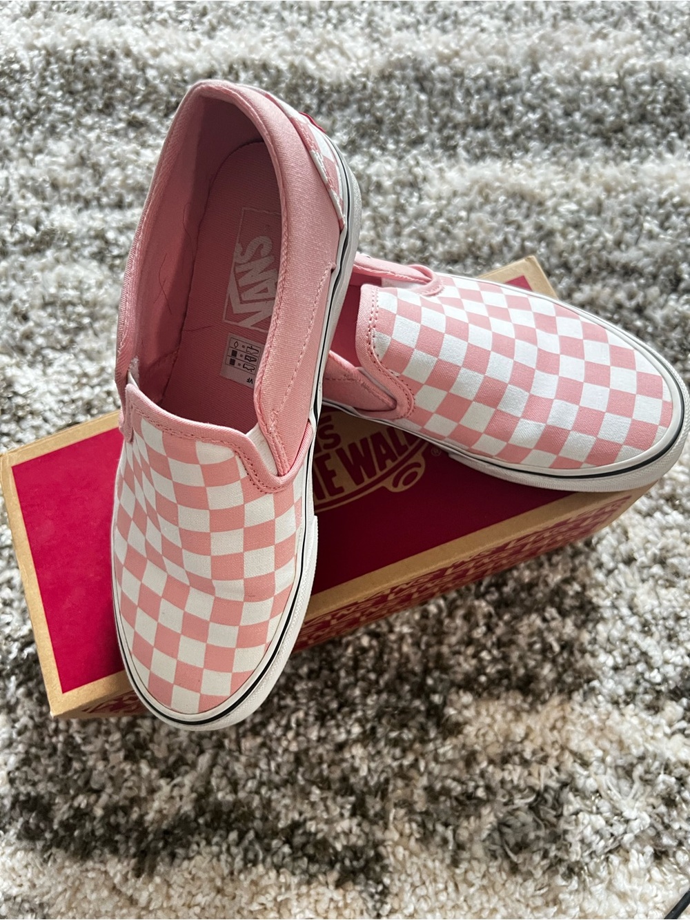Vans Kids Slip-On Checkerboard Sneakers - Pink & White